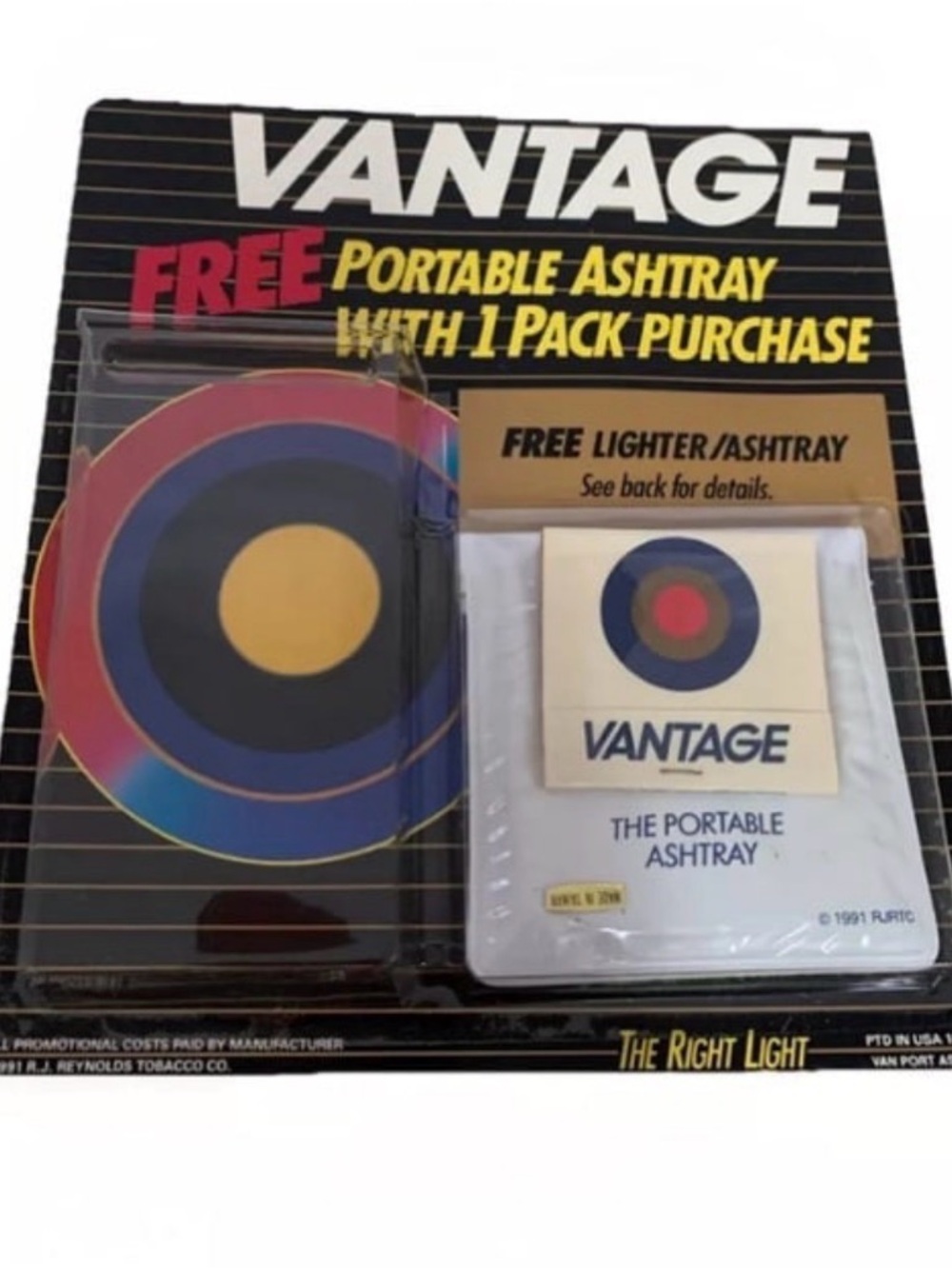 Vantage Cigarette Portable Pocket Ashtray Smoking Advertising Vintage 1991 NEW